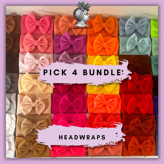 4 PACK Bundle - Solid Headwrap Bows